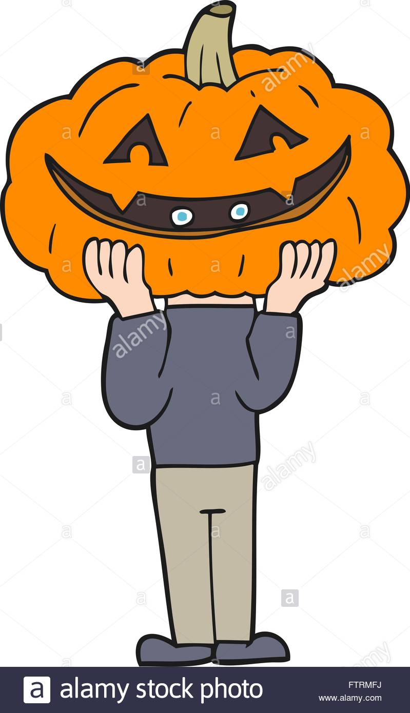 799x1390 Freehand Drawn Cartoon Pumpkin Head Halloween Costume Stock Vector