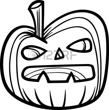 445x450 Cartoon Illustration Of Spooky Halloween Pumpkin Clip Art Royalty