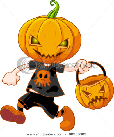 392x470 Cartoon Character Pumpkin Head Boy In Halloween Costume Trick