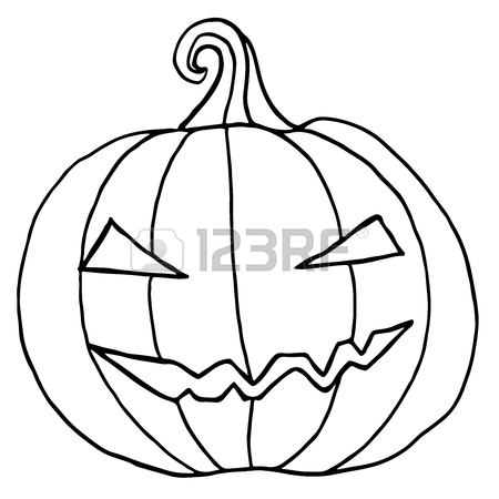 450x450 Black And White Cartoon, Funny Muzzle, Pumpkin In A Hat, Isolated