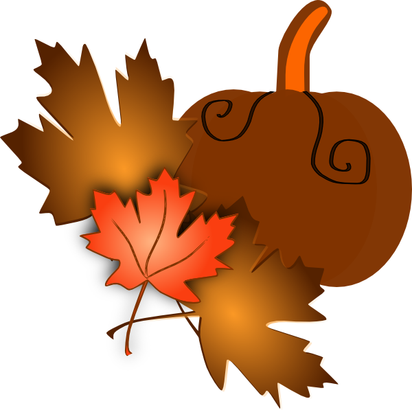 600x597 Pumpkin With Leaves Clip Art
