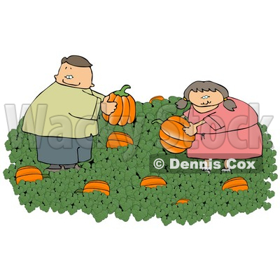 400x400 Amp Woman Picking Fresh Pumpkins From A Pumpkin Patch Clipart