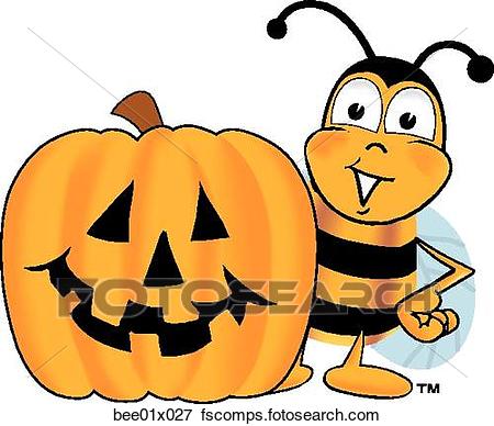 450x388 Clip Art Of Bee With Pumpkin Bee01x027