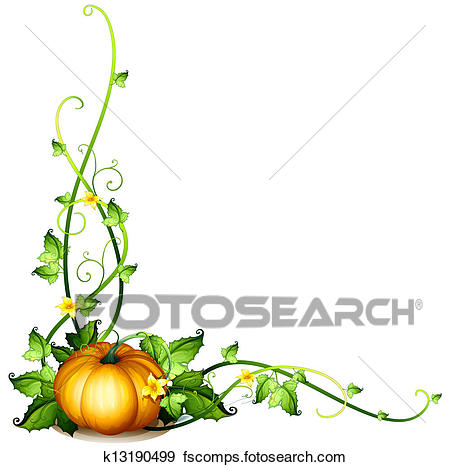 450x467 Clip Art Of A Pumpkin Vine Decor K13190499