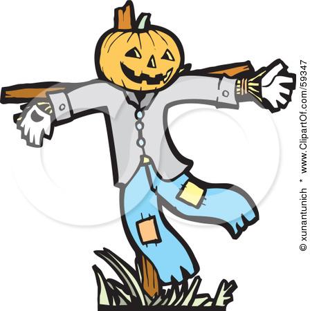 448x450 Scarecrow And Pumpkin Clipart