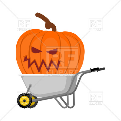 400x400 Wheelbarrow With Big Halloween Pumpkin Royalty Free Vector Clip