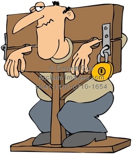 258x300 Art Picture Of A Man Locked In A Pillory Or Stocks
