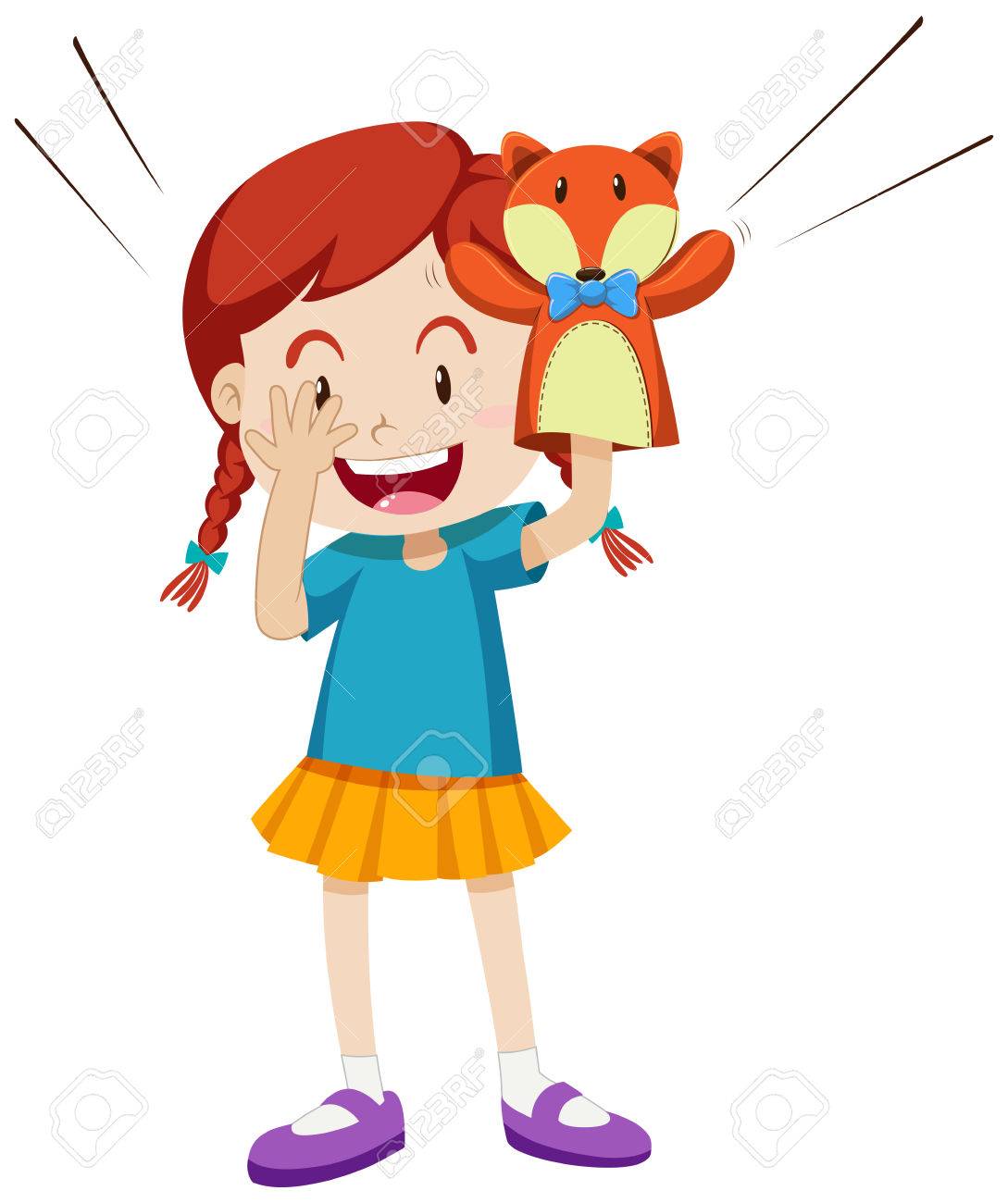 1089x1300 Girl Playing With Puppet Illustration Royalty Free Cliparts