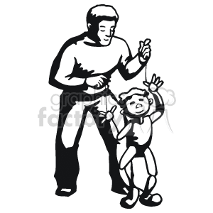300x300 Royalty Free Black And White Male Puppet Master 160651 Vector Clip