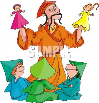 337x350 Royalty Free Clip Art Image Chinese Man Putting On A Puppet Show