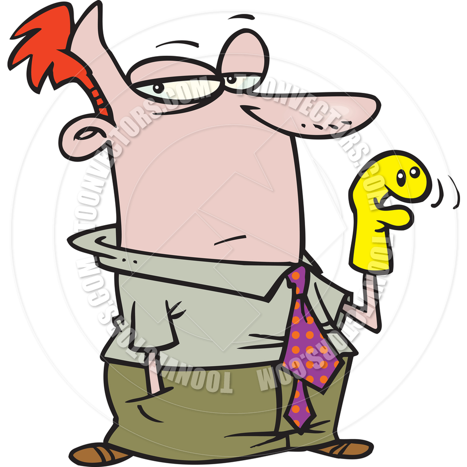 940x940 Cartoon Man With Sock Puppet By Ron Leishman Toon Vectors Eps