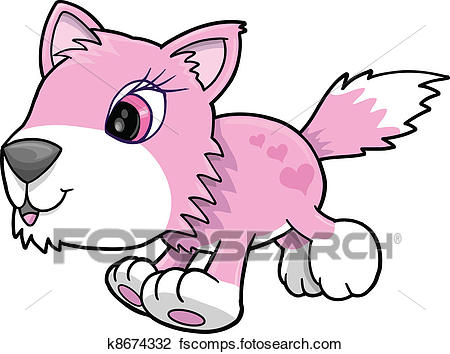450x354 Clipart Of Pink Girl Wolf Puppy Dog Vector K8674332