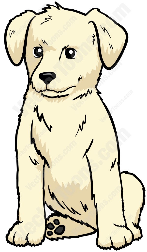598x1024 Cute Cream Colored Labrador Retriever Puppy Sitting Cartoon
