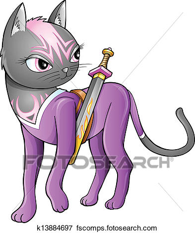 393x470 Clip Art Of Ninja Warrior Cat Vector K13884697