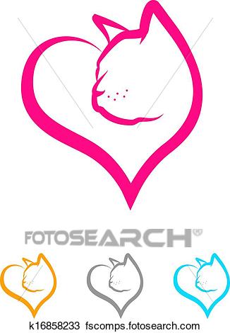 326x470 Clipart Of Cat Heart K16858233
