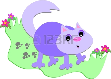 450x320 Purple Cat With Paw Prints Royalty Free Cliparts, Vectors,