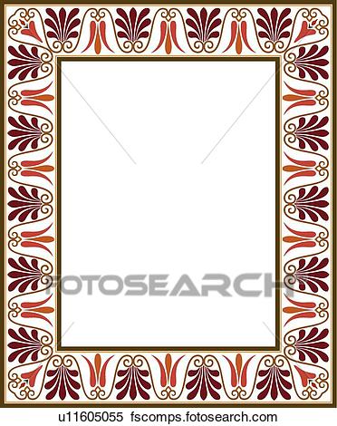 372x470 Clipart Of Purple And Red Baroque Border U11605055