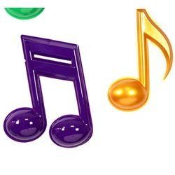 250x250 7 Piece 7in 13in 22in Purple Green Gold Plastic Musical Notes