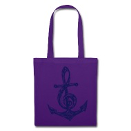 190x190 Anchor, Music Note, Bass, Clef, Musician, Sailing, Tote Bag