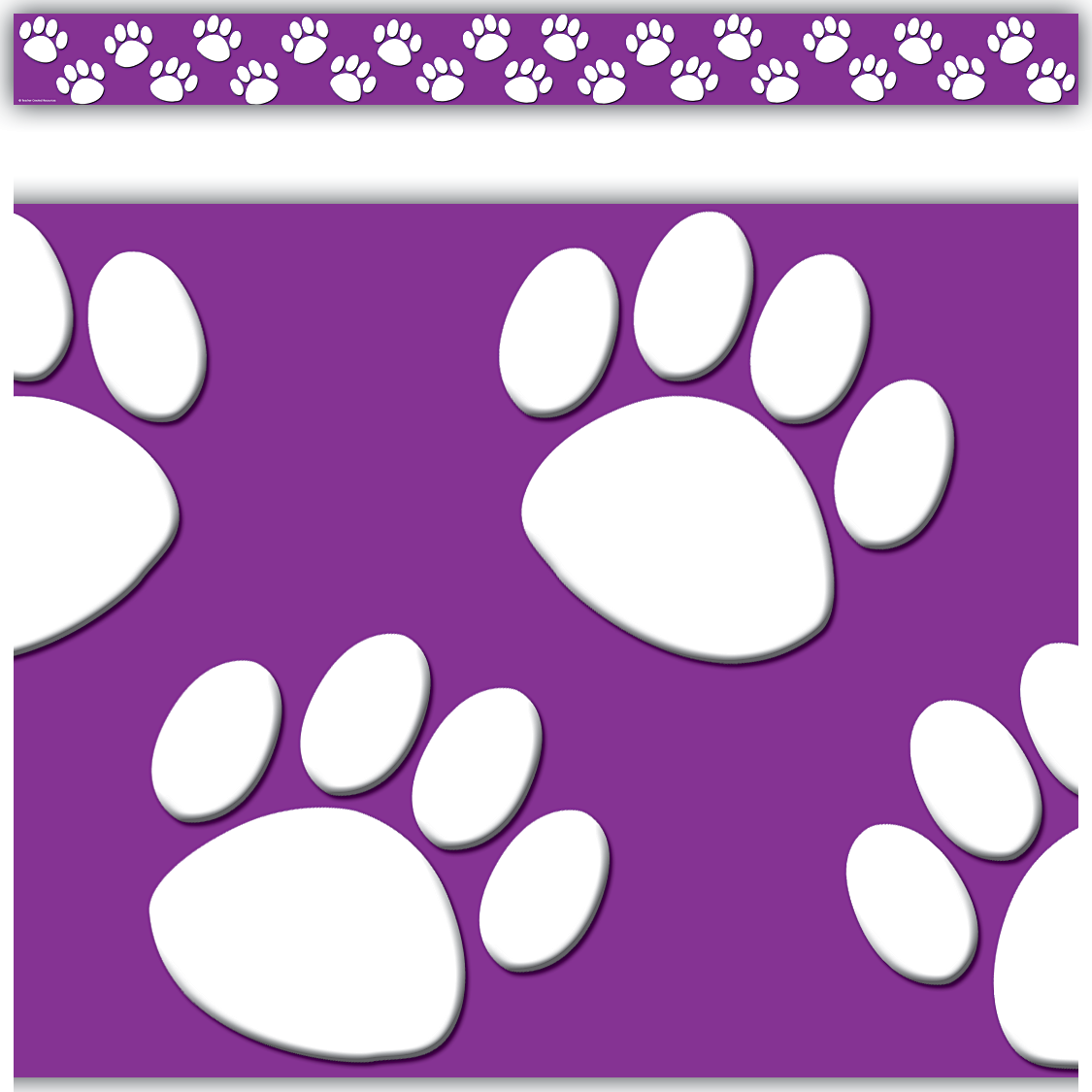 1125x1125 Purplewhite Paw Prints Straight Border Trim