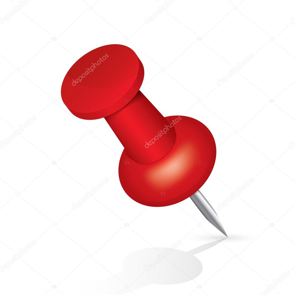 1024x1024 Pushpin Red Icon Isolated On White Background. Stock Photo