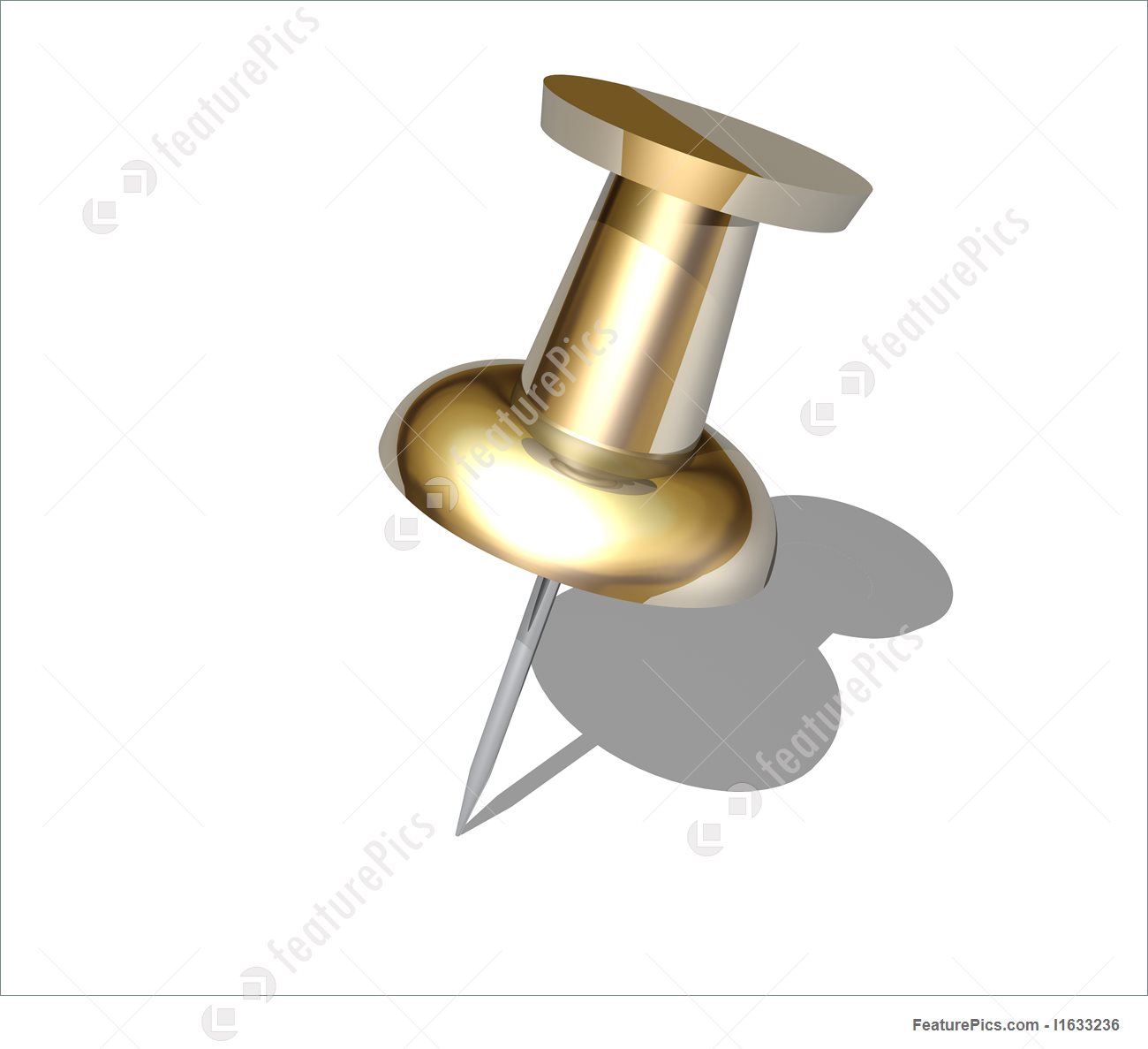 1300x1187 Golden Push Pin Illustration