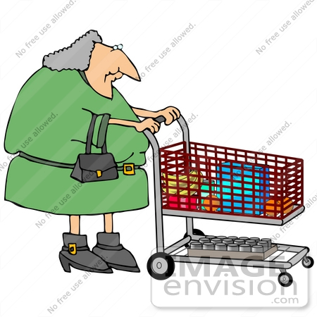 450x450 Gray Haired Woman Pushing A Shopping Cart In A Grocery Store