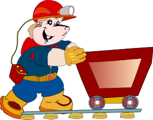 300x235 Coal Miner Pushing Cart Clip Art