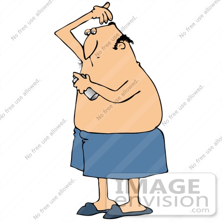 450x450 Clip Art Graphic Of A Caucasian Man Spray Deodorant Under His Arms