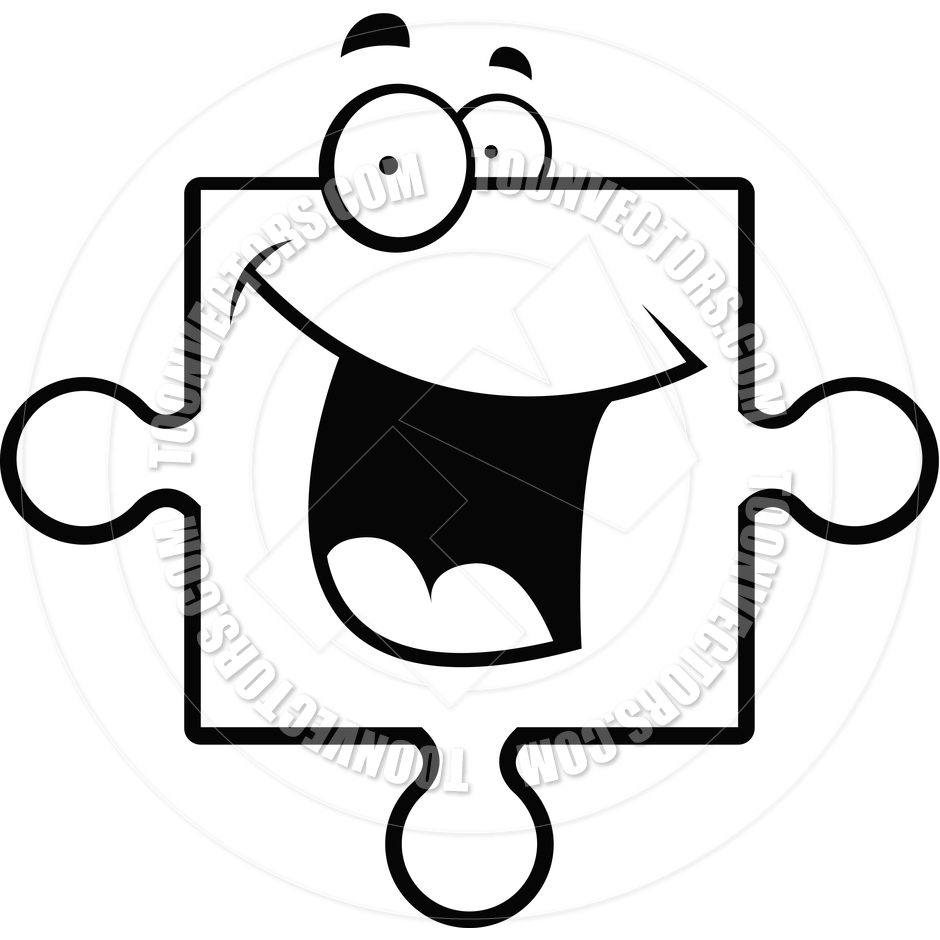 940x940 Puzzle Piece Smiling (Black And White Line Art) By Cory Thoman