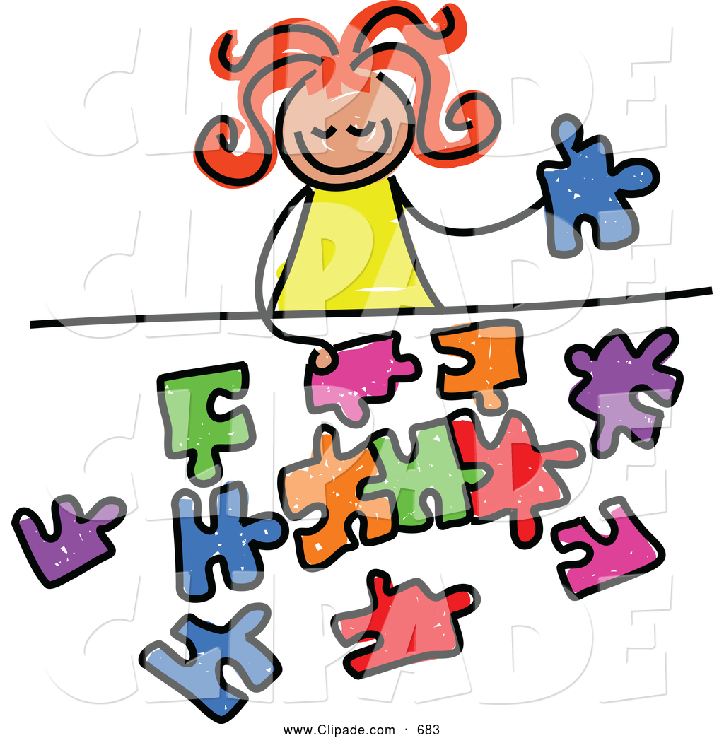 1024x1044 Clip Art Of A Cute Girl Playing With A Puzzle By Prawny