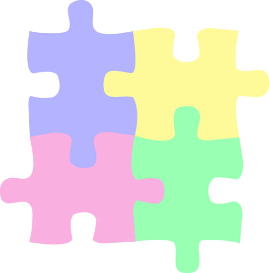 542x550 Four Pastel Colored Puzzle Pieces Free Clip Art Image