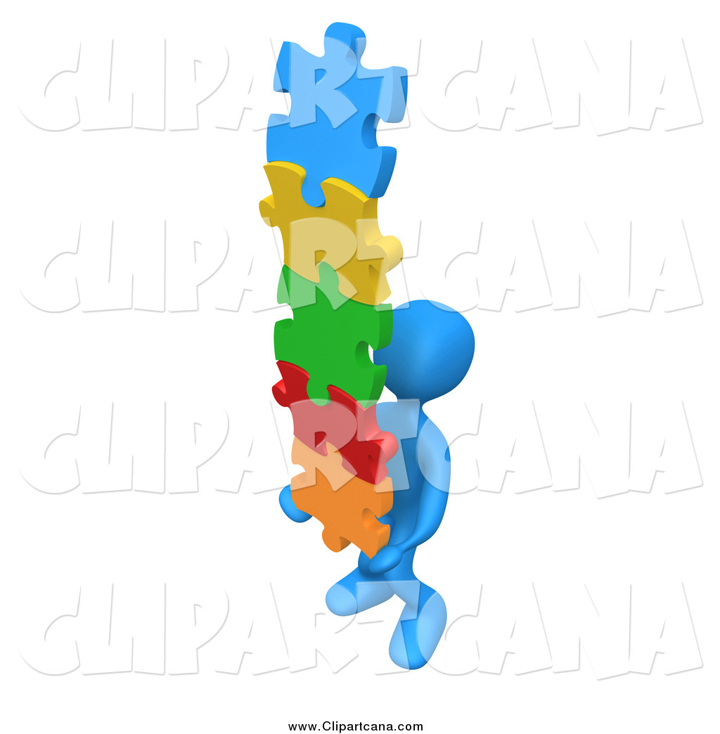 1024x1044 Clip Art Of A 3d Blue Man Carrying A Stack Of Connected Colorful