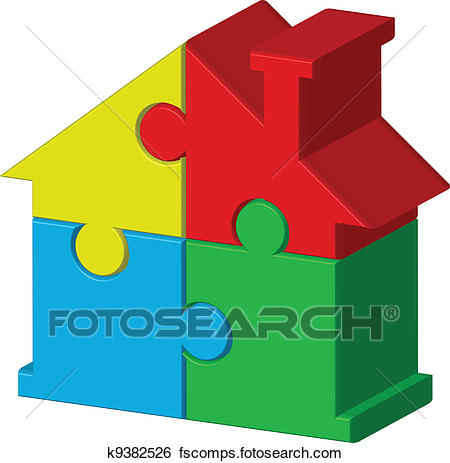 450x463 Clip Art Of House From Puzzles K9382526