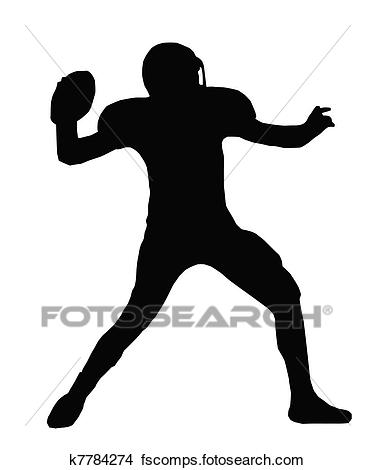 375x470 Clipart Of Silhouette American Football Quarterback Throw K7784274