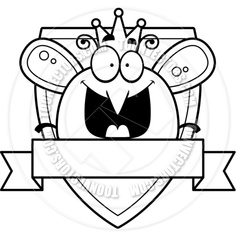 460x460 Cartoon Queen Bee Badge (Black And White Line Art) By Cory Thoman