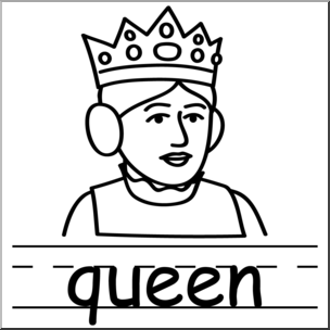 304x304 Clip Art Basic Words Queen Bampw Labeled I Abcteach