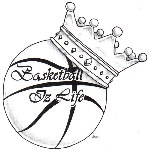 600x603 Black Outline Crown With Basketball Tattoo Stencil By Julie