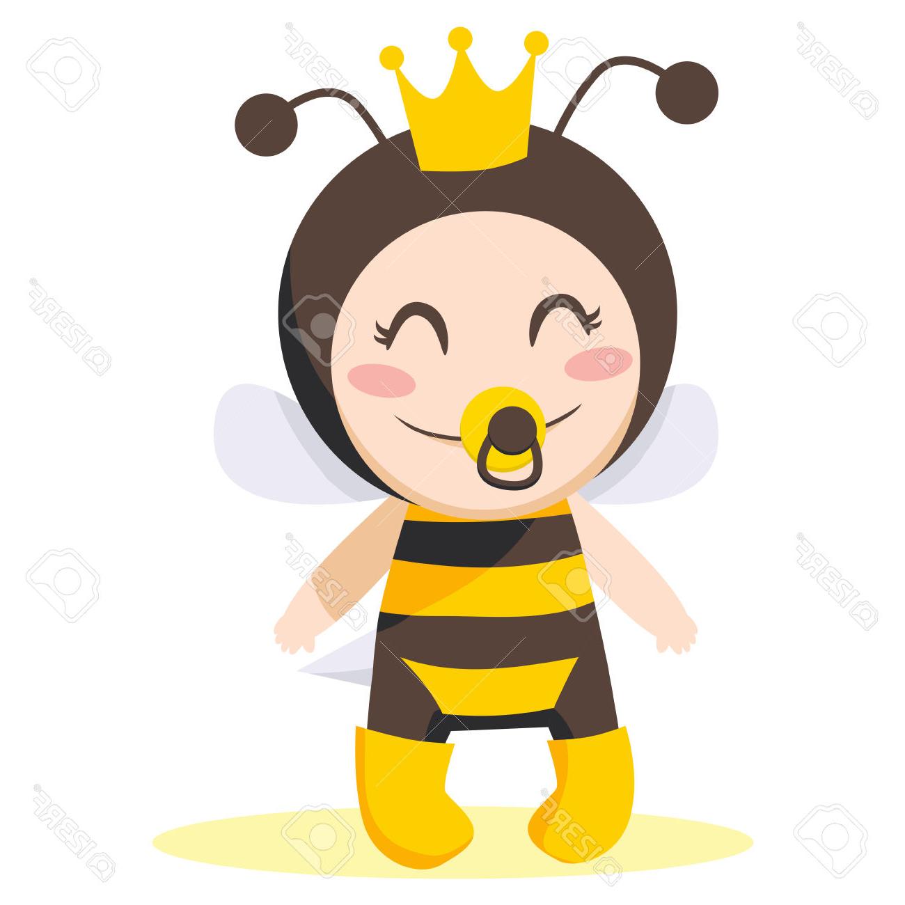 1300x1300 Cute Sweet Baby Girl Wearing Queen Bee Costume Stock Vector Cartoon