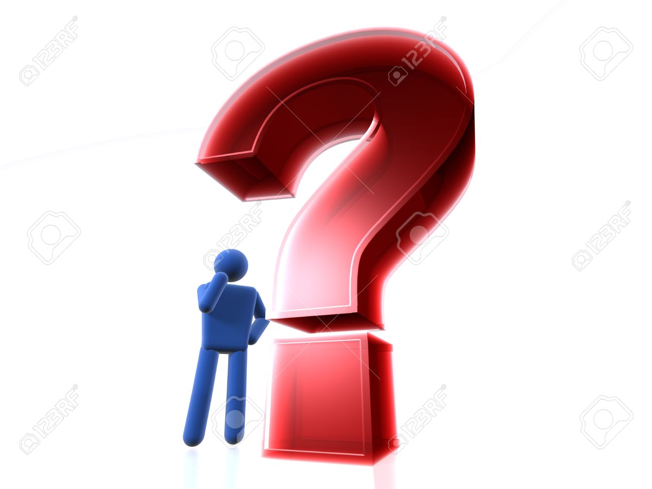 1300x974 3d Figure Thinking Next To A Question Mark Stock Photo, Picture