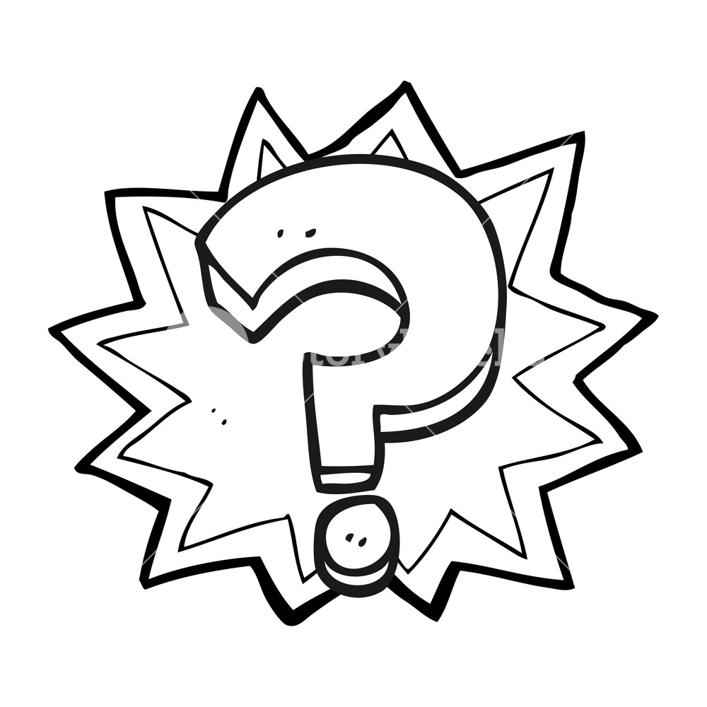 1000x1000 Freehand Drawn Black And White Cartoon Question Mark Royalty Free
