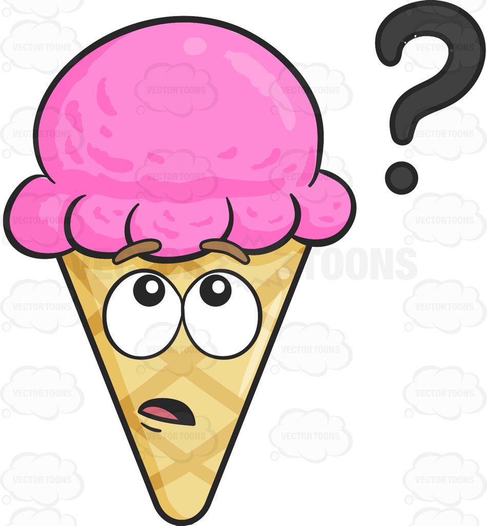 949x1024 Clueless Ice Cream On Cone With Floating Question Mark Cartoon