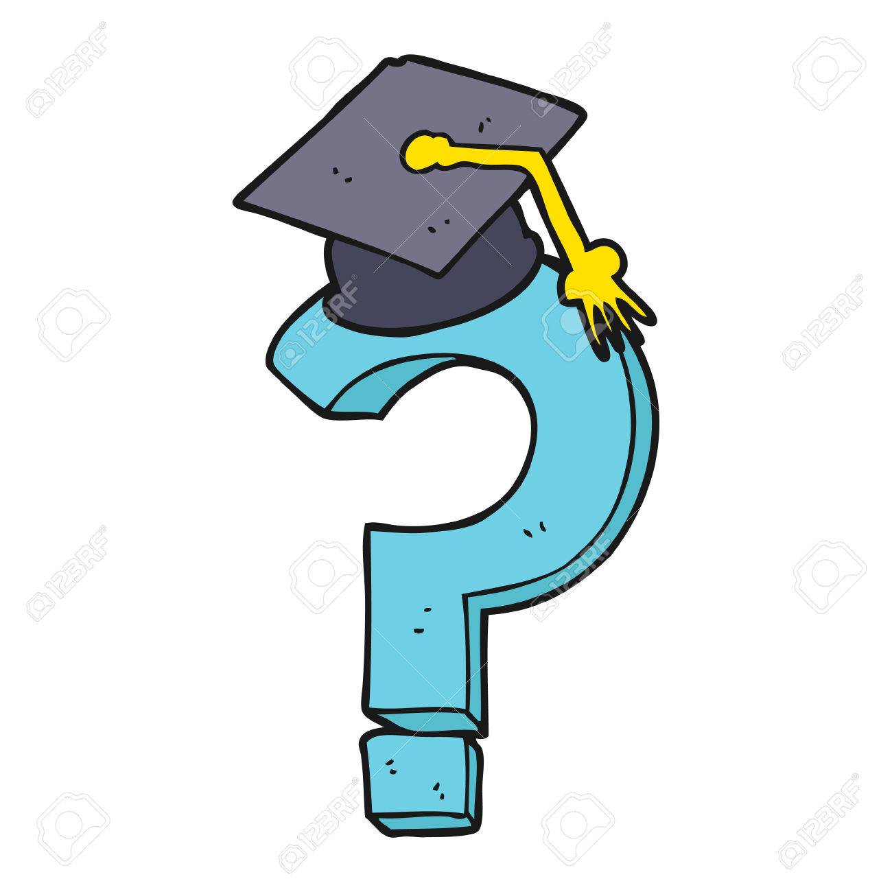 1300x1300 Freehand Drawn Cartoon Graduation Cap On Question Mark Royalty
