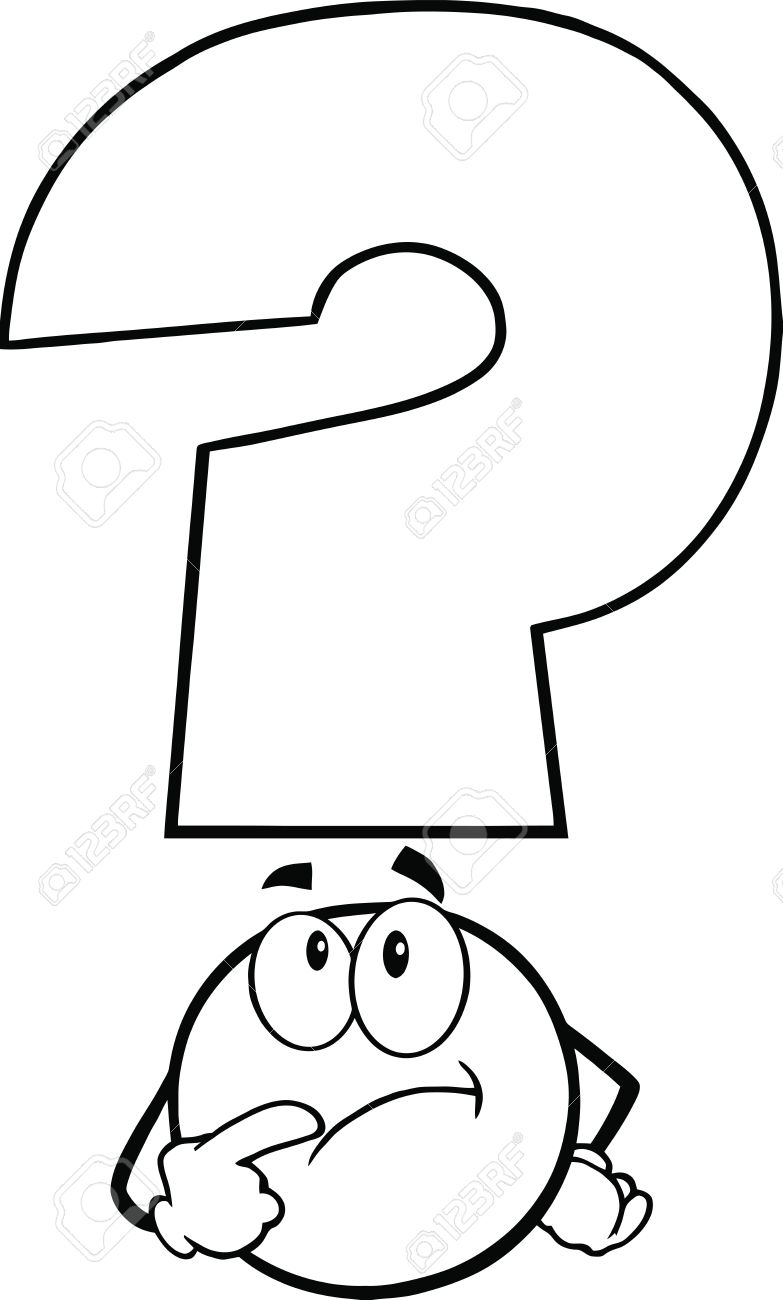 783x1300 Black And White Question Mark Cartoon Character Thinking Royalty