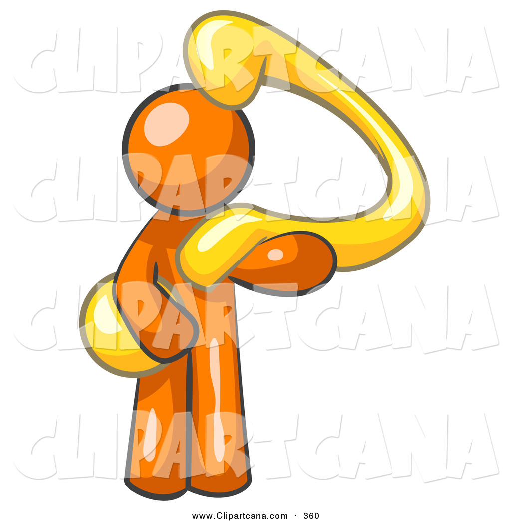 1024x1044 Vector Clip Art Of A Shiny Orange Man Carrying A Large Yellow