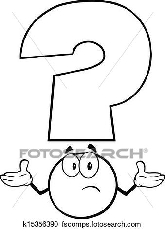 339x470 Clipart Of Black And White Question Mark K15356390
