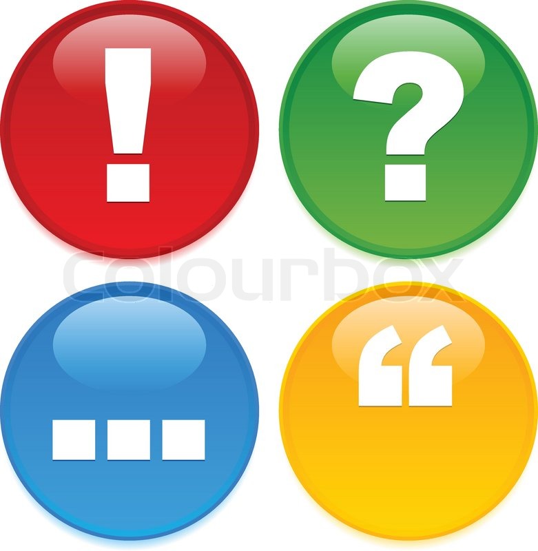 781x800 Stylish Punctuation Mark Icons With Slight Glow. Exclamation Point