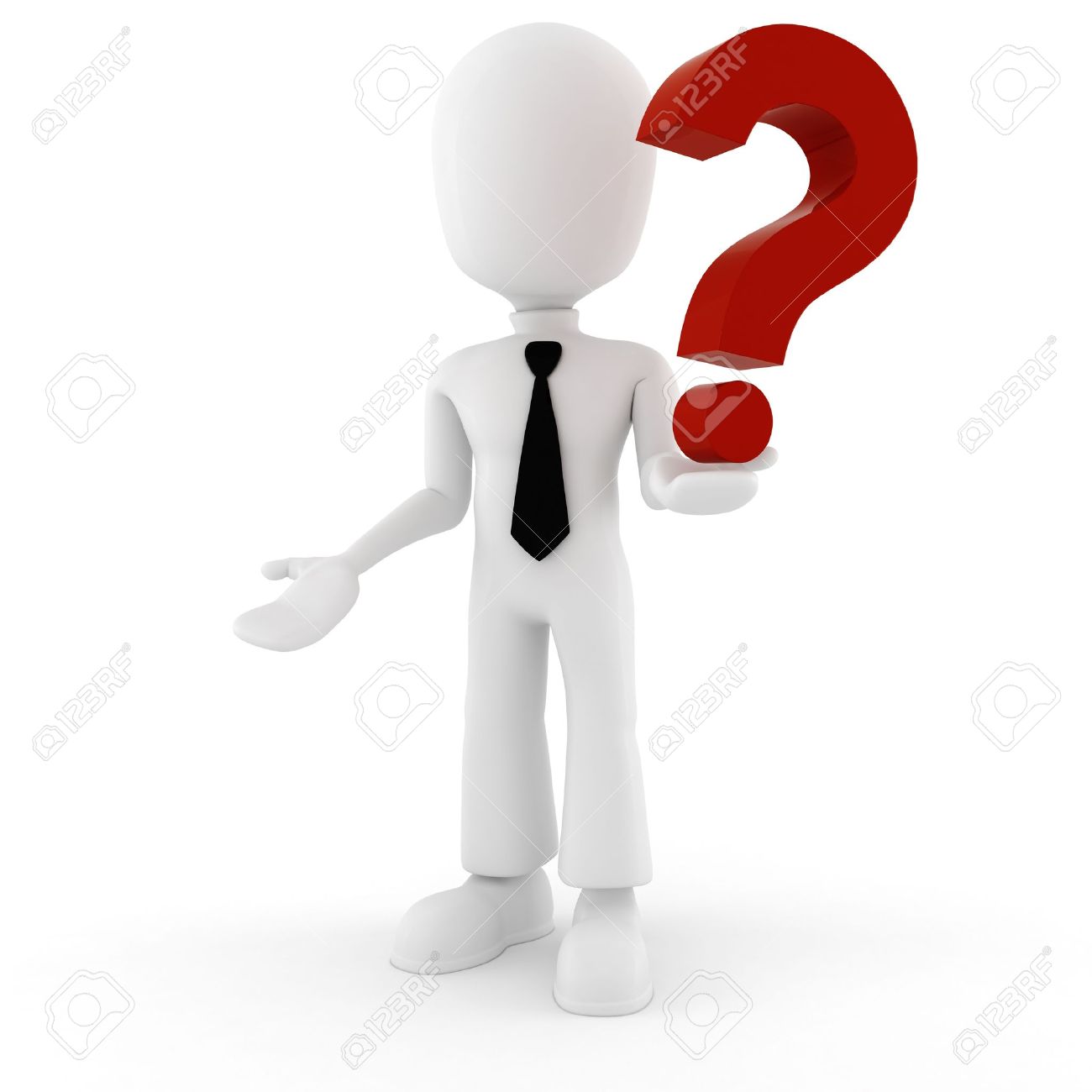 1300x1300 3d Man A Big Red Question Mark Stock Photo, Picture