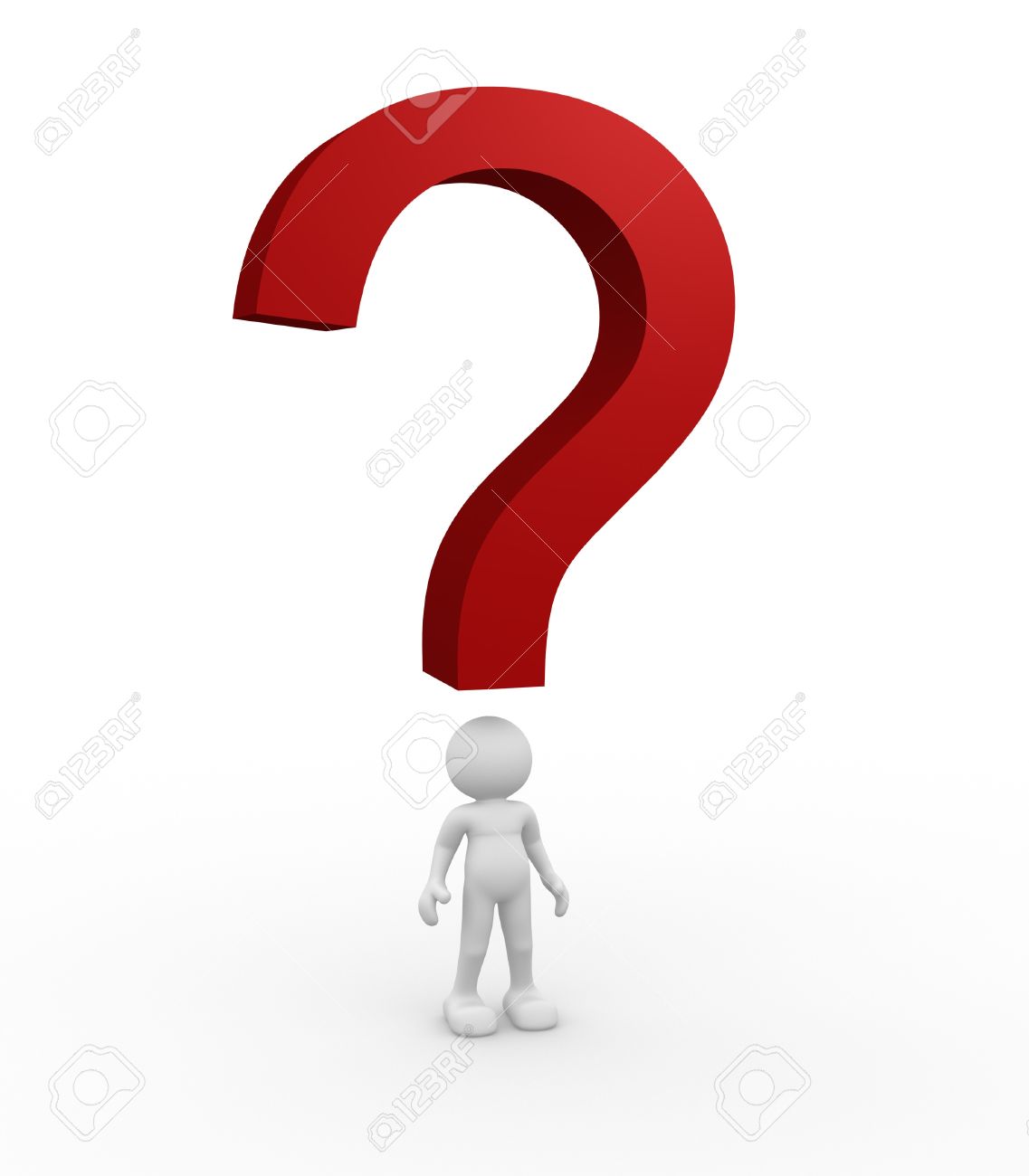 1137x1300 3d Person Character And Question Mark 3d Render Illustration Stock