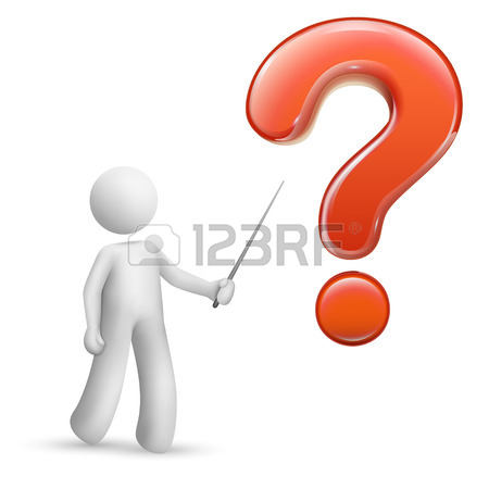 450x450 3d Person Pointing At A Big Question Mark Isolated White
